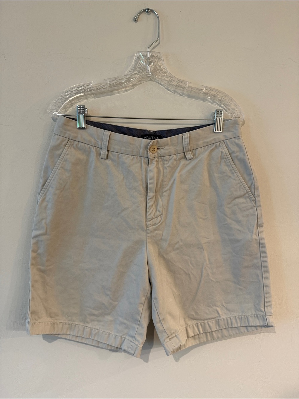 Nautica Beige Flat Front Cotton Chino Shorts